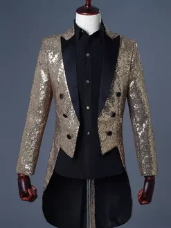 Manteau de smoking noir Sequni vêtements rétro Costumes rétro pour hommes Bourgogne