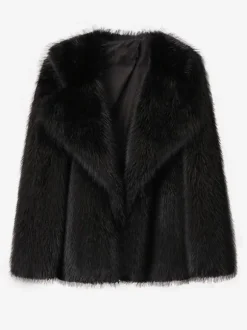 Manteau en fausse fourrure à revers cranté veste d'hiver écologique de couleur unie pour femmes 2026