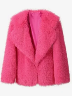 Manteau en fausse fourrure à revers cranté veste d'hiver écologique de couleur unie pour femmes 2026