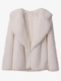 Manteau en fausse fourrure à revers cranté veste d'hiver écologique de couleur unie pour femmes 2026
