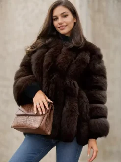 Manteau en fausse fourrure à col ras du cou pour femme veste d'hiver écologique en fourrure 2026
