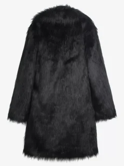 Manteau En Fausse Fourrure Long Noir Homme Manches Longues Chaud Hiver Col Rabattu