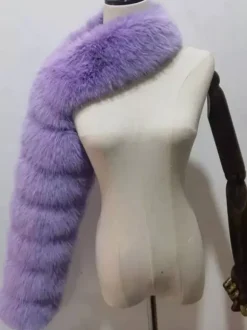 Manteau en fausse fourrure noir asymétrique pour femme