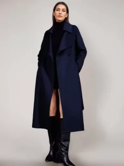 Manteau en laine rouge et cachemire mélangé pour femme Bordeaux croisé double face vêtements d'extérieur d'hiver 2026