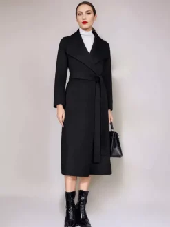 Manteau en mélange de laine et de cachemire avec ceinture Camel à revers large vêtement d'extérieur double face pour femme 2026