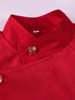 Manteau en polyester à manches longues et boutons élégants vintage rouge pour homme Bourgogne
