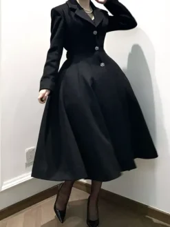Manteau Lolita gothique classique manteau d'hiver Lolita à ceinture noire