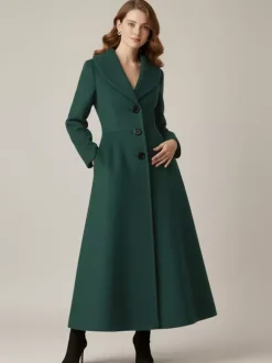 Manteau long en laine à col châle pour femme 2026