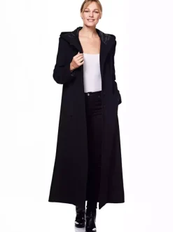 Manteau long en laine mélangée pour femme à capuche chaud hiver 2026