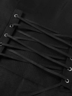Manteau long noir pour homme style steampunk victorien rétro avec lacets au dos et double boutonnage style vintage