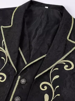 Manteau long rétro steampunk pour homme manches longues broderie style victorien vintage