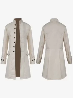 Manteau Midi noir haut Vintage style européen imprimé fleuri manches longues Opéra Costumes rétro pour homme Bourgogne