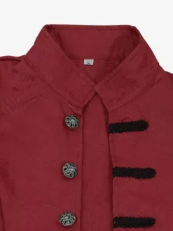 Manteau Midi noir haut Vintage style européen imprimé fleuri manches longues Opéra Costumes rétro pour homme Bourgogne