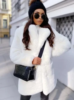 Manteau mi-long en fausse fourrure pour femme veste d'hiver écologique 2026