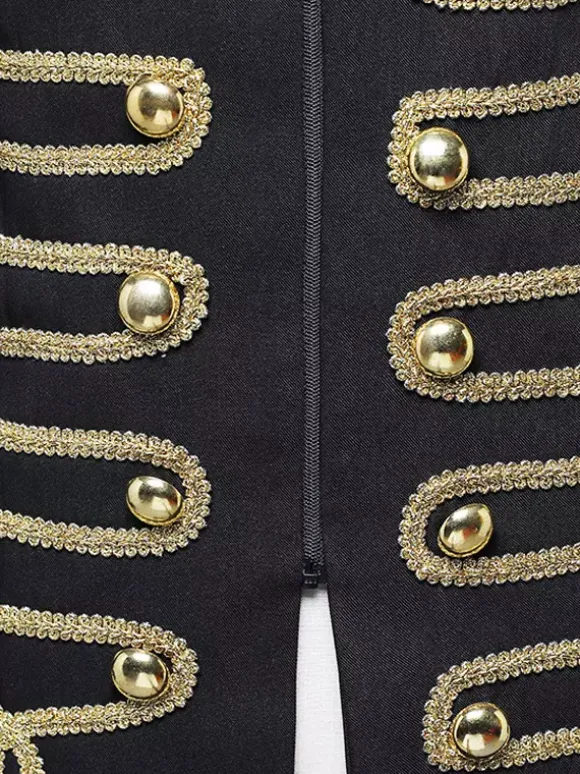 Manteau noir vintage à boutons rétro et blocs de couleurs à manches longues en polyester pour homme