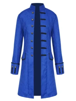 Manteau Opéra Vintage noir col montant boutonné Jacquard manteau moyen-âge Costumes rétro pour homme Déguisements Halloween