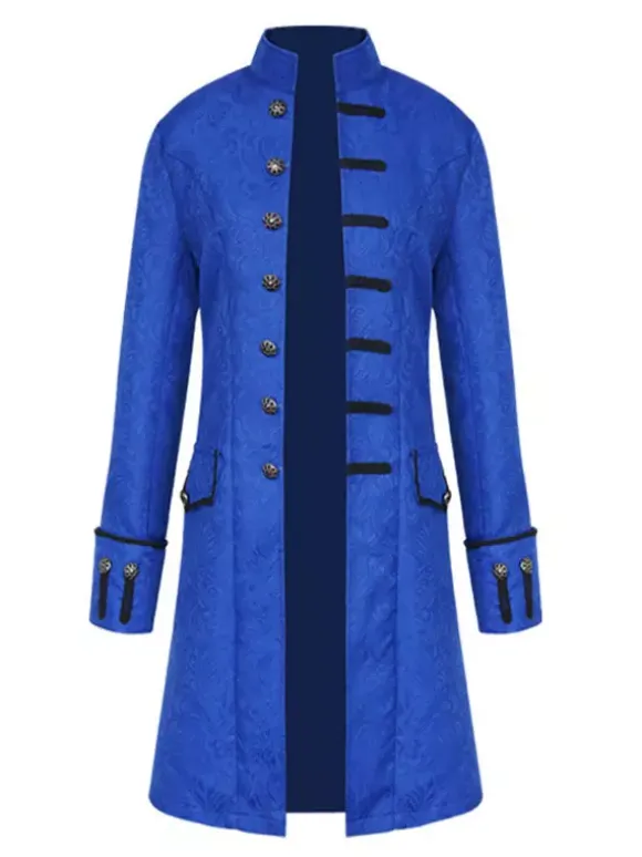 Manteau Opéra Vintage noir col montant boutonné Jacquard manteau moyen-âge Costumes rétro pour homme Déguisements Halloween