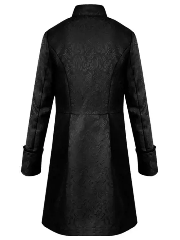 Manteau Opéra Vintage noir col montant boutonné Jacquard manteau moyen-âge Costumes rétro pour homme Déguisements Halloween