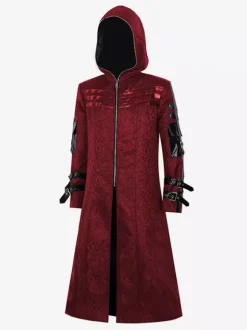 Manteau rouge vintage à manches longues pour homme Bourgogne