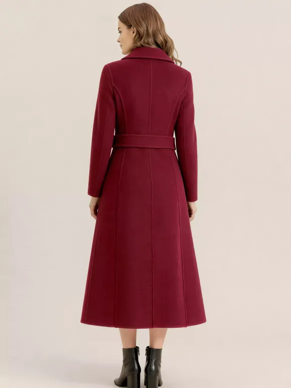Manteau vintage en laine et cachemire mélangés avec boutons dorés pour femme 2026