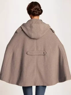 Manteau cape en laine à capuche Camel pour femme Poncho surdimensionné Vêtements d'extérieur d'hiver 2026