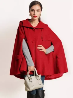 Manteau cape en laine à capuche Camel pour femme Poncho surdimensionné Vêtements d'extérieur d'hiver 2026