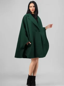 Manteau cape en mélange de laine bleu marine foncé poncho surdimensionné à revers vêtements d'extérieur d'hiver pour femmes 2026