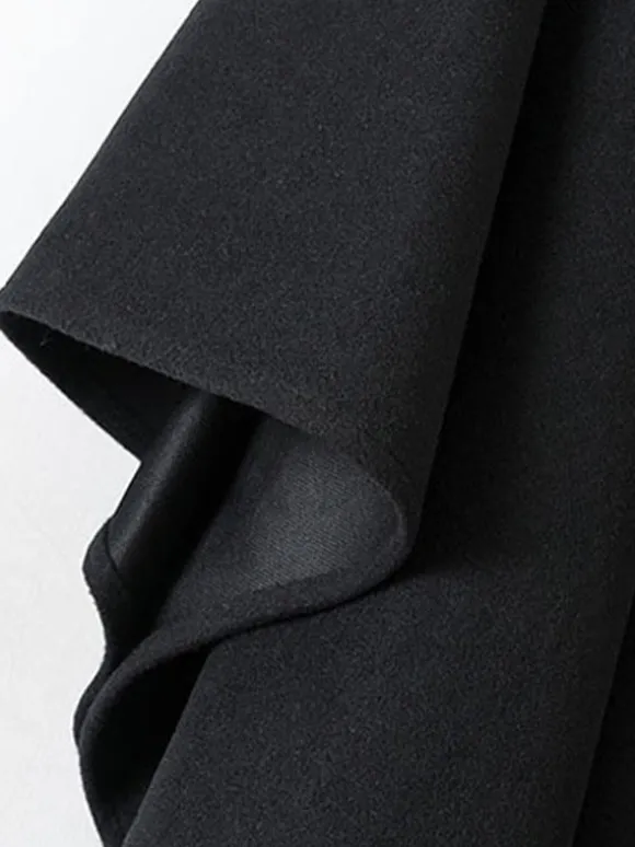 Manteau Cape Femme Hiver avec Capuche à Lacets Réglable avec Franges Unicolore Manteau Hiver Femme Manteau Cape Femme