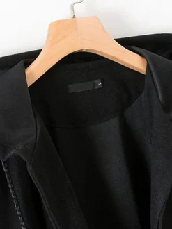 Manteau Cape Femme Hiver avec Capuche à Lacets Réglable avec Franges Unicolore Manteau Hiver Femme Manteau Cape Femme