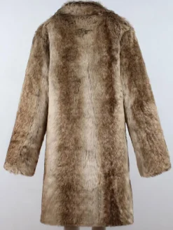 Manteau de Fausse Fourrure 2026 Marron Léger Casual Manteau Bicolore Motif Col Notch Manteau d'Hiver Homme