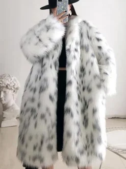 Manteau en fausse fourrure bicolore 2026 Hiver Long Manteau en fourrure écologique pour femme