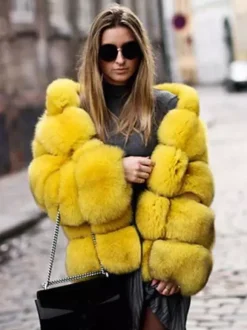 Manteau en fausse fourrure à capuche chaud court en peluche écologique pour femme hiver 2026
