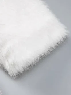 Manteau en fausse fourrure à revers crantés blanc Veste d'hiver écologique pour femme 2026