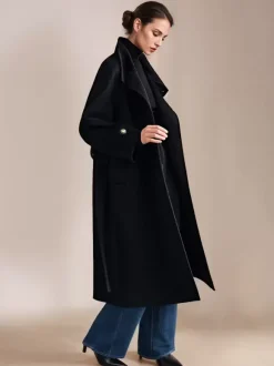 Manteau en mélange de laine et de cachemire blanc à col montant et ceinture double face pour femme vêtement d'hiver 2026