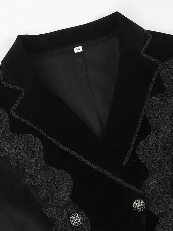 Manteau gothique noir mi-long pour femme trench-coat slim col montant foncé smoking de palais mode automne et hiver