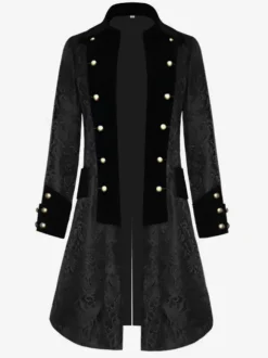 Manteau long noir top vintage imprimé floral de style européen Opéra Costumes rétro pour homme
