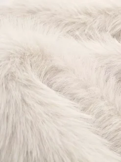 Manteau mi-long en fausse fourrure blanche à revers crantés Veste longue d'hiver écologique pour femme 2026