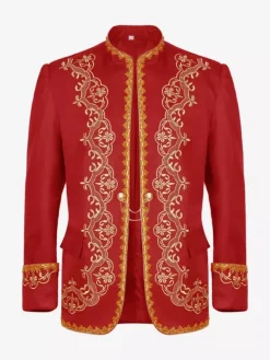 Manteau noir pour homme style steampunk victorien vintage broderies manches longues style rétro