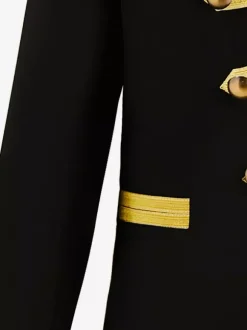 Manteau noir vintage à manches longues en polyester avec boutons de style européen et blocs de couleurs costumes rétro pour homme