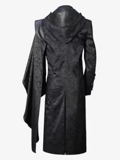 Manteau noir vintage à manches longues en polyester et fibre de polyester pour homme