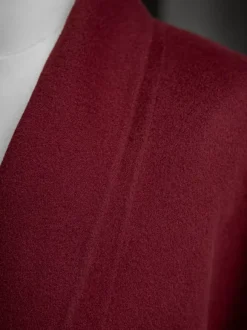 Manteau portefeuille en laine et cachemire mélangés bordeaux pour femme élégant à revers ceinture double face vêtements d'extérieur d'hiver 2026