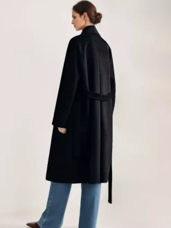 Manteau portefeuille en laine et cachemire mélangés bordeaux pour femme élégant à revers ceinture double face vêtements d'extérieur d'hiver 2026
