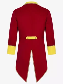 Manteau rouge vintage à boutons rétro et blocs de couleurs à manches longues en polyester pour homme