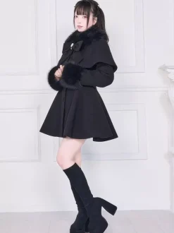 Manteau Sweet Lolita rose et noir à n艙uds pardessus à manches longues manteau d'automne Lolita