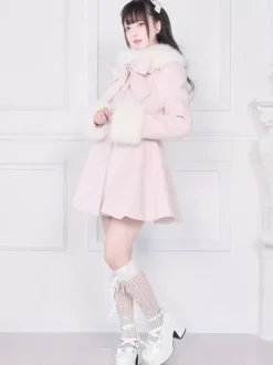 Manteau Sweet Lolita rose et noir à n艙uds pardessus à manches longues manteau d'automne Lolita