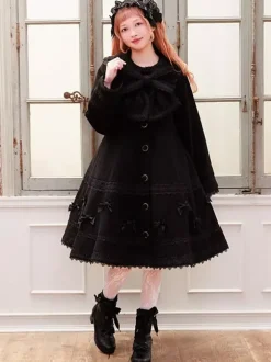 Manteau Sweet Lolita rose pâle et violet à n艙uds en dentelle manches longues manteau d'hiver Lolita