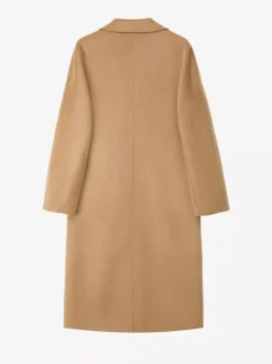 Manteau trapèze vintage en laine et cachemire mélangés avec revers classique et ceinture pour femme (collection 2026)
