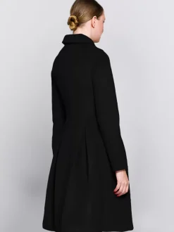 Manteau évasé en laine bordeaux à double boutonnage et col rabattu coupe trapèze vêtement d'extérieur mi-long d'hiver pour femme 2026