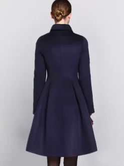 Manteau évasé en laine bordeaux à double boutonnage et col rabattu coupe trapèze vêtement d'extérieur mi-long d'hiver pour femme 2026