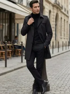 Manteaux Costume Hommes Col Rabattu Chic Décontracté Mode